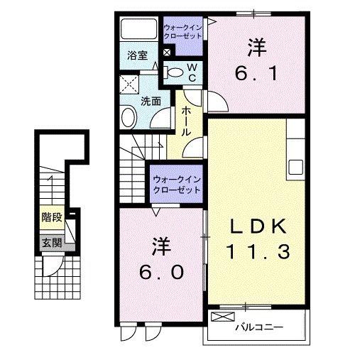 アールコフレ善通寺(2LDK/2階)の間取り写真