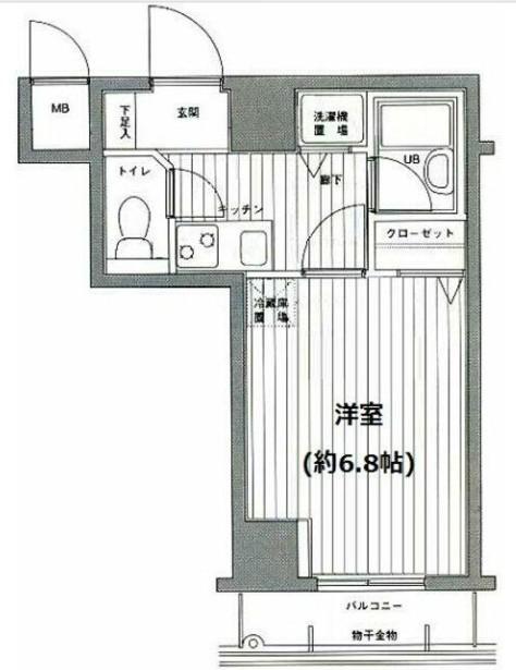 グランドガーラ麻布十番(1K/5階)の間取り写真