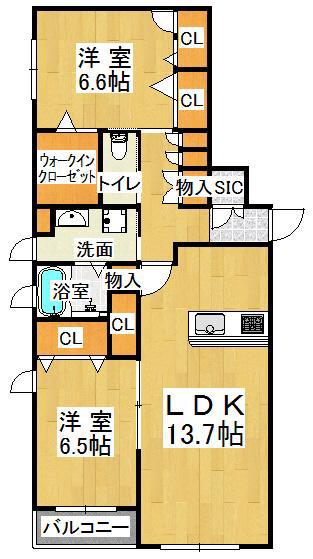 ソフィット垂水中道(2LDK/1階)の間取り写真