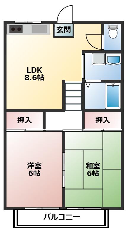 ブルームハイツMR(2LDK/2階)の間取り写真
