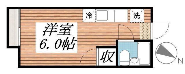 グリーンハイム(ワンルーム/2階)の間取り写真