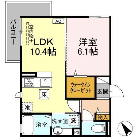 エイチアイレジデンス(1LDK/1階)の間取り写真
