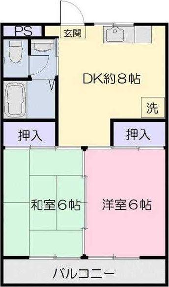 ゾンネハイツ(2DK/3階)の間取り写真