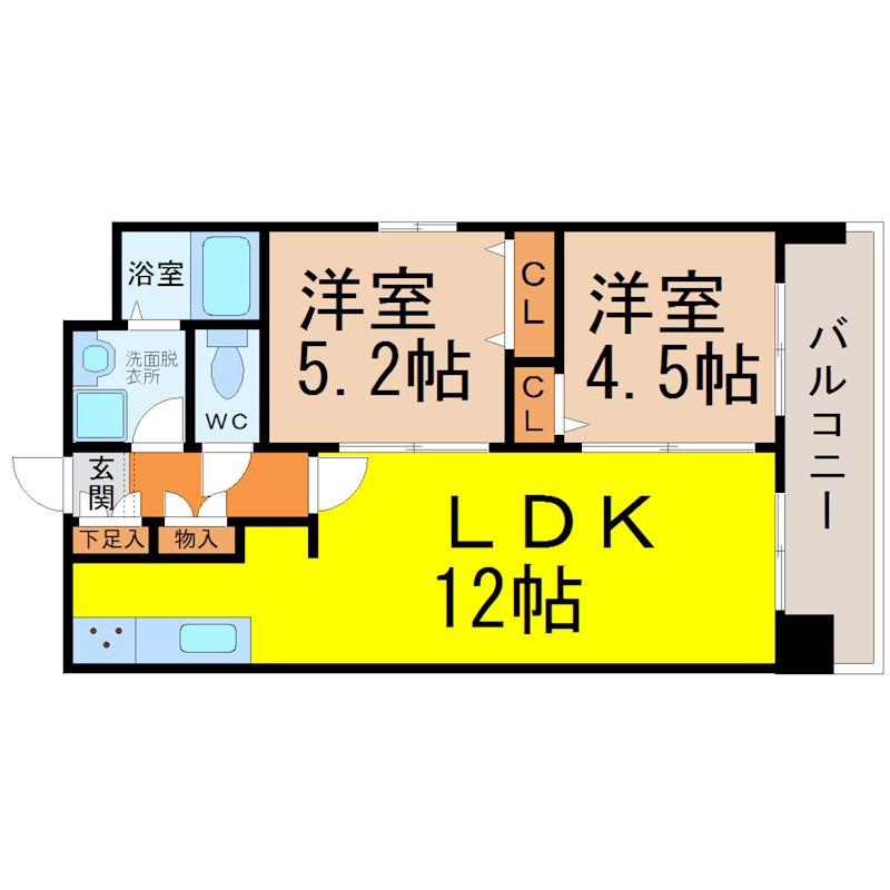YS上前津(2LDK/2階)の間取り写真