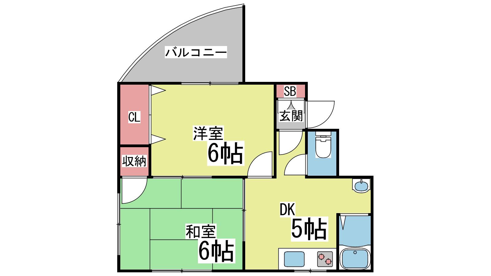 あゆみ王子ハウス(2DK/1階)の間取り写真