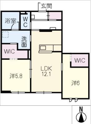アルカディアSOU(2LDK/1階)の間取り写真