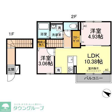 エクセリア北烏山(2LDK/2階)の間取り写真