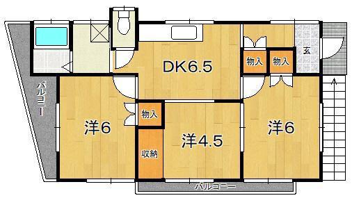 大曽根アパート(3DK/2階)の間取り写真