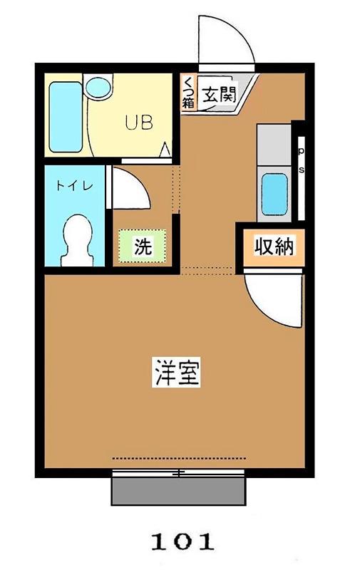 カメリア河原(1K/1階)の間取り写真