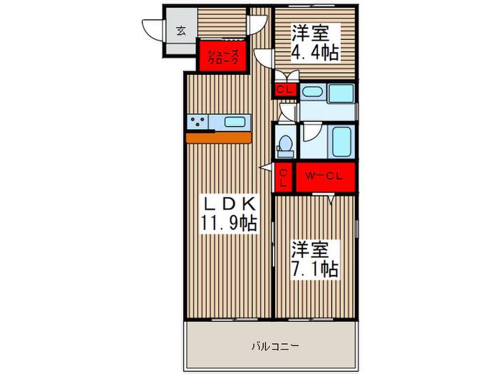 あい蘭道八番館(2LDK/3階)の間取り写真