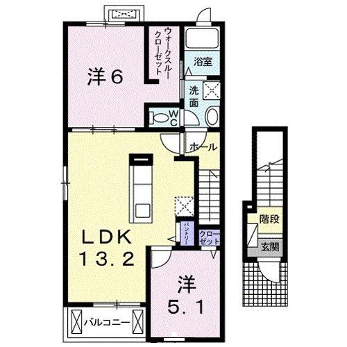 ベルドミールイイダII(2LDK/2階)の間取り写真