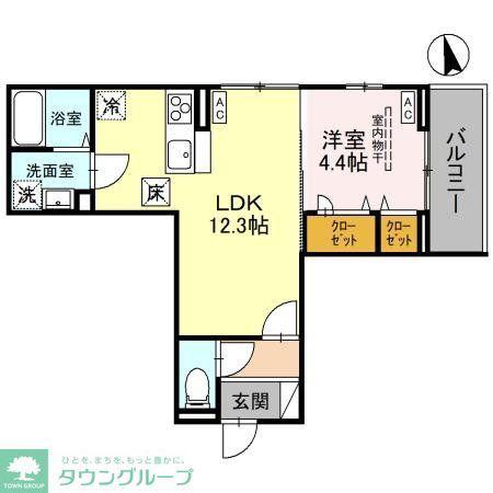 ノーブルパレス大原(1LDK/1階)の間取り写真