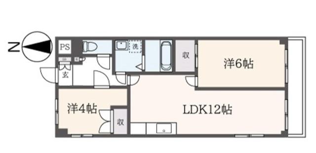 マイタウン鶴間(2LDK/2階)の間取り写真