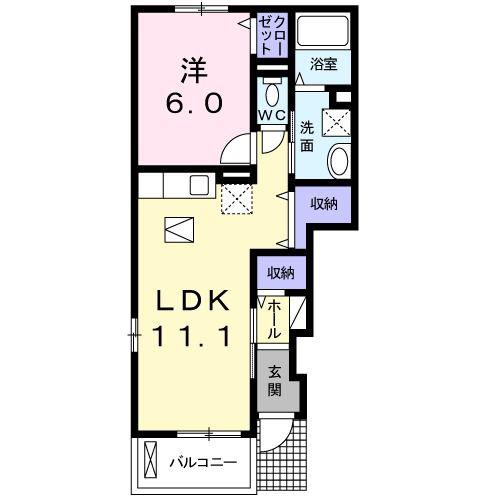 パルタージA(1LDK/1階)の間取り写真