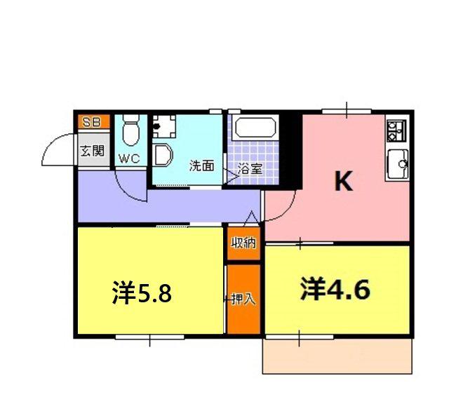 ドミール大森A・B・C(2K/2階)の間取り写真