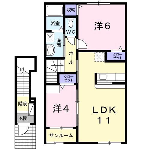 メランジェA(2LDK/2階)の間取り写真