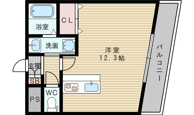 レインボーローズ(ワンルーム/2階)の間取り写真