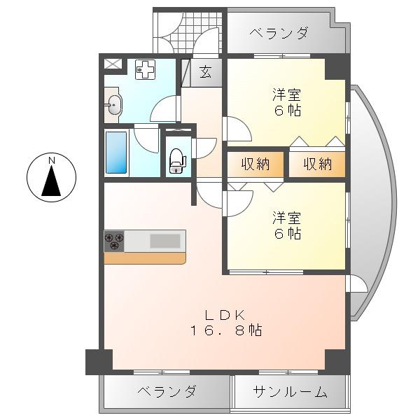 フォルムGP(2LDK/4階)の間取り写真