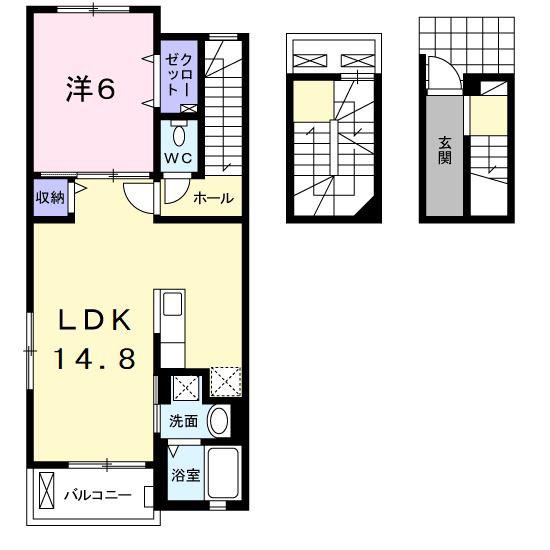 シュエット(1LDK/3階)の間取り写真