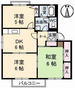 ディアス仁保南(3DK/2階)の間取り写真