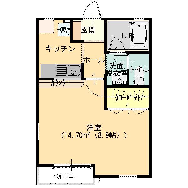 城東ホームズII(1K/2階)の間取り写真