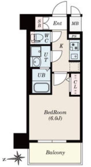 ステージファースト名古屋尾頭橋(1K/2階)の間取り写真