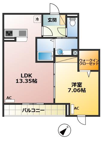 アナシエ石神井台(1LDK/3階)の間取り写真