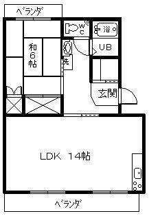 フジノマンション(1LDK/2階)の間取り写真