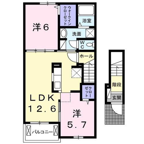 クレメント中町(2LDK/2階)の間取り写真