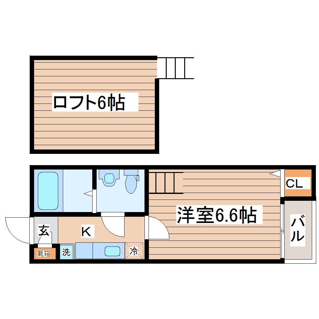 STAGE中田II(1K/2階)の間取り写真
