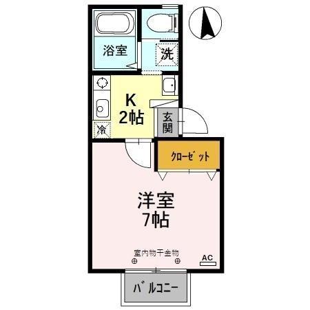 コーポ・トゥインクル(1K/1階)の間取り写真