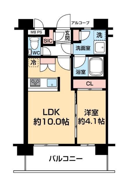 スタジオデン洗足(1LDK/10階)の間取り写真