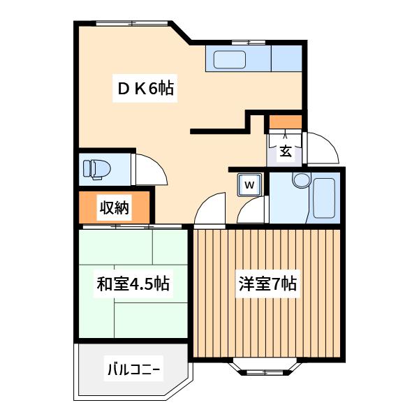 ハイハイツ国立(2DK/2階)の間取り写真