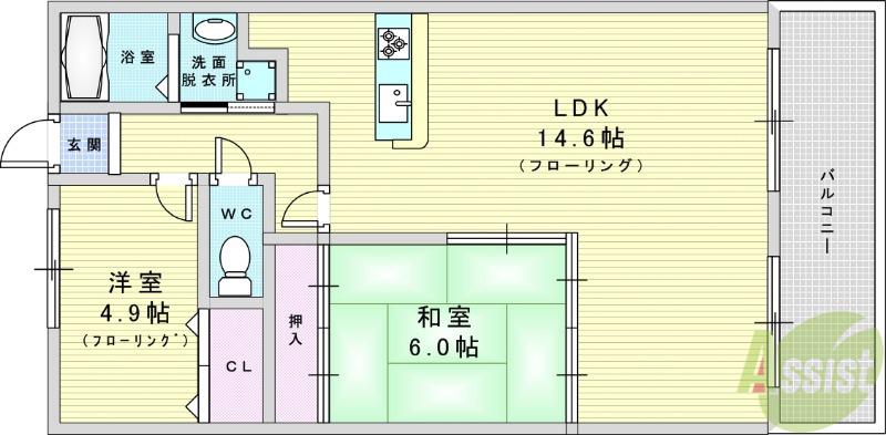 プルメリア東三国ウエスト(2LDK/10階)の間取り写真
