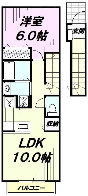 フランルミエール(1LDK/2階)の間取り写真