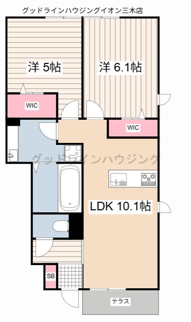 グランクレール(2LDK/1階)の間取り写真