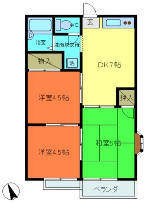 NSハイツ(3DK/2階)の間取り写真