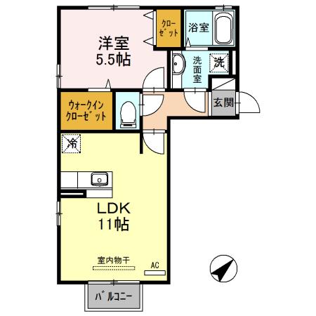 アーバン宮地D(1LDK/2階)の間取り写真