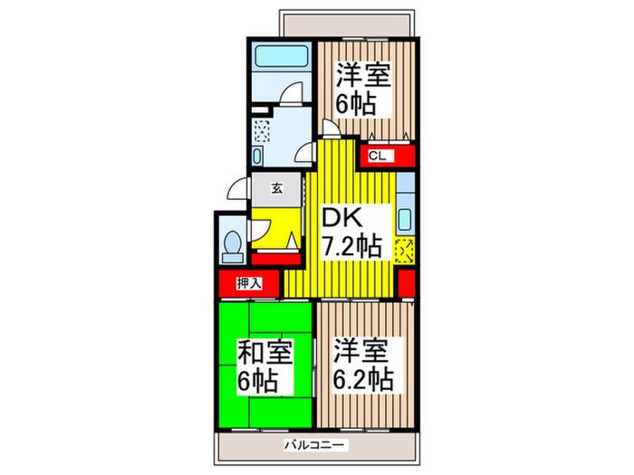 ソシアパル与野(3DK/3階)の間取り写真