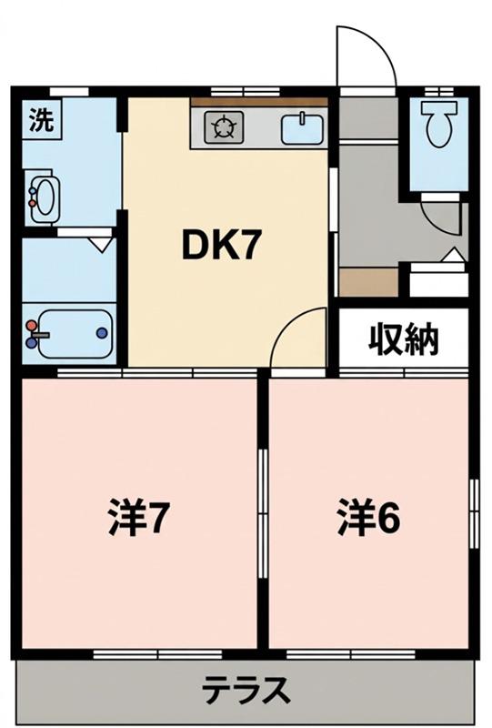 ファミール(2DK/2階)の間取り写真