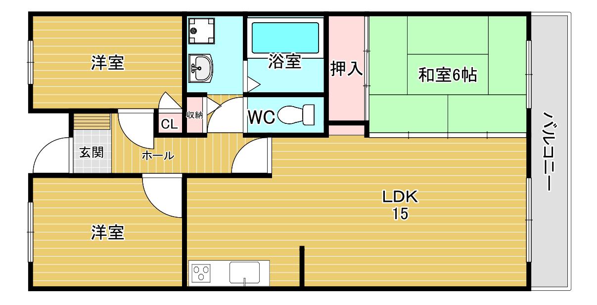 サンモール(3LDK/3階)の間取り写真