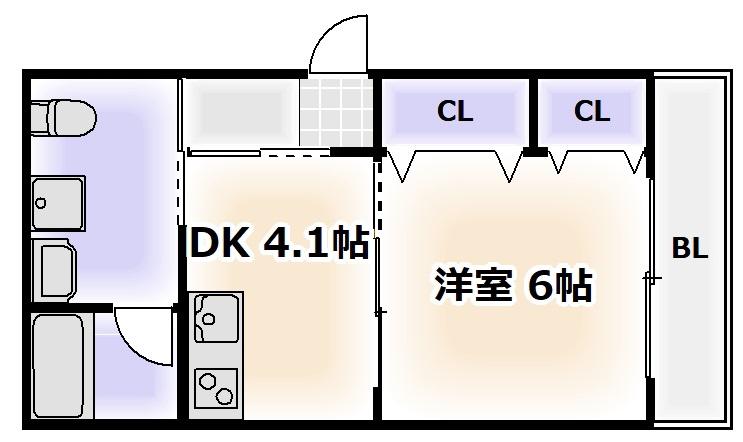 エスカーサ大阪阿倍野パークビュー(1DK/9階)の間取り写真