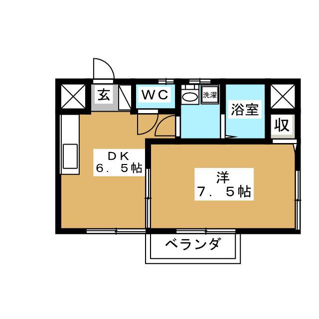 パールハイツA(1DK/2階)の間取り写真