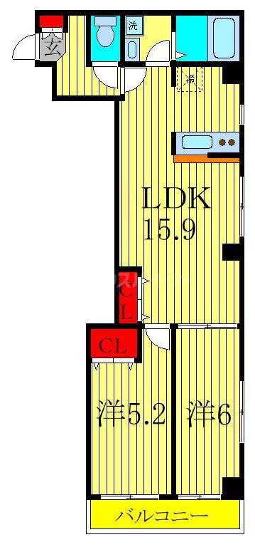 LCヒルズ(2LDK/5階)の間取り写真