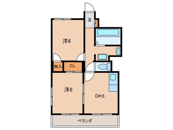 ベルトピア西明石8(2DK/4階)の間取り写真