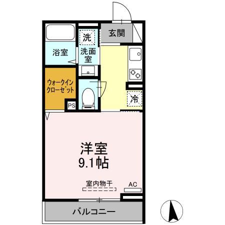 ラリュール上板橋(1K/2階)の間取り写真