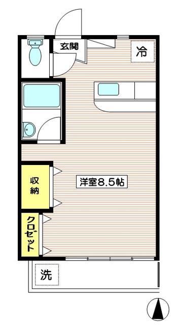 英友コーポ(ワンルーム/2階)の間取り写真