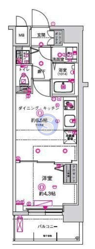 CREST TAPP京都太秦天神川DEX I(1DK/2階)の間取り写真