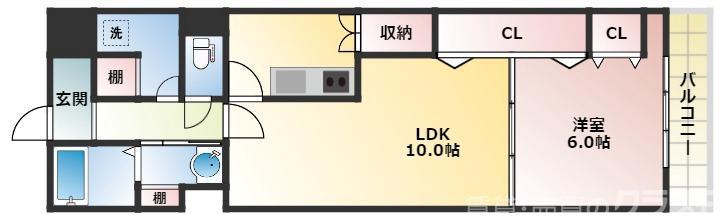 プリンスコート新高(1LDK/5階)の間取り写真