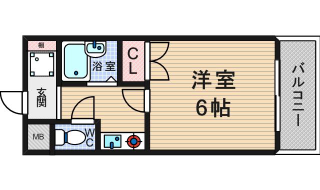 セレッソコート西心斎橋I(1K/7階)の間取り写真
